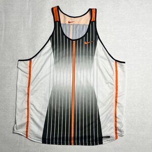 Vintage Nike FT58 Dri-Fit Mens Tank Top Large White Gray Orange Striped